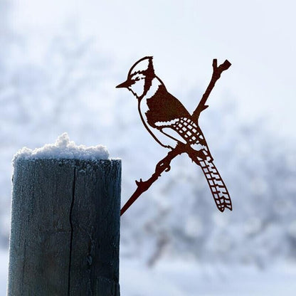 Metal Statue Rustic Hanging Decoration Sign Outdoor Bird Tree Yard Metal Art