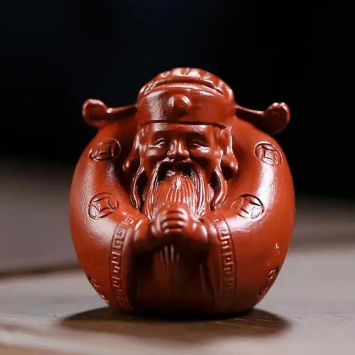 Purple Clay Tea Pet God of Wealth Figure Decor 4.5cm Tea Table Ornaments Tea Set