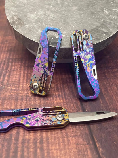 New Titanium Mini Knife Small Pocket Key Chain Pendants Folding Knife Gift