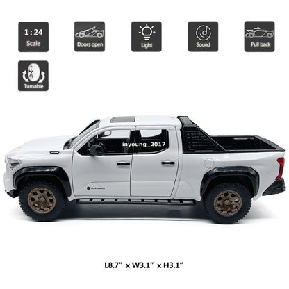 1/24 Tacoma Pickup Truck Model Car Diecast Toy Vehicle Toys for Boys Kids White