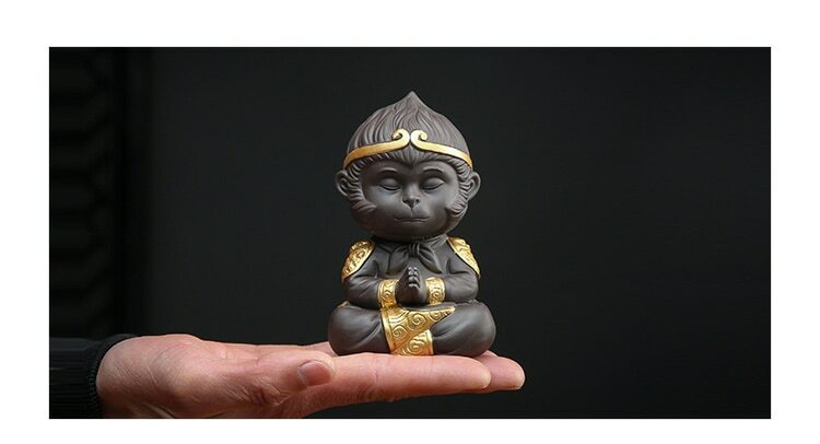 Chinese Purple Clay Kung Fu Tea Set Tea Pet Monkey King Tea Accessories Home Pet