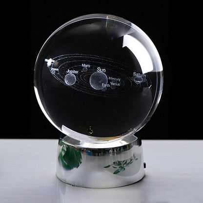 Laser Engraved Solar System Ball 3D Miniature Planets Model Sphere Glass Globe