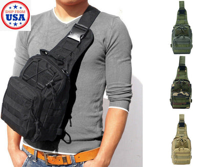 Men Molle Pouch Tactical Chest Shoulder Sling Bag Bum Pack Cross Body Backpack