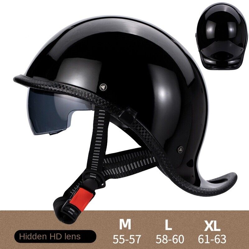 Motorcycle Helmet Vintage Half Helmet Men Women Scoop Helmet With Sun Visor