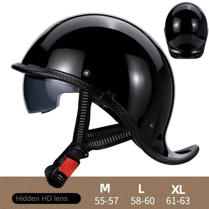 Motorcycle Helmet Vintage Half Helmet Men Women Scoop Helmet With Sun Visor