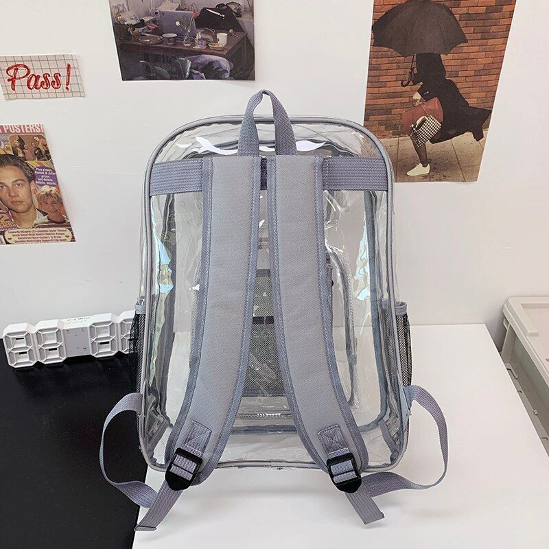 Backpack Waterproof Transparent School Bag Large Solid Clear Fashion Plastic Bag