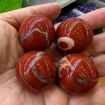 1pc Natural Red Jasper Ball Quartz Crystal Sphere Reiki Healing 30mm