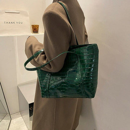 Vintage Handbags Stone Tote Shoulder Bag Large Synthetic Leather 26*12*29.5 CM