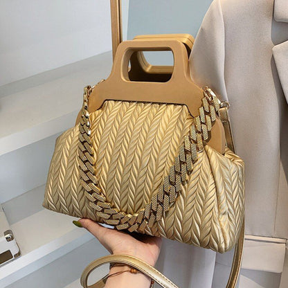 Clip Shell Bag Chain Crossbody Fold Totes Evening Clutch Handbag Shoulder Purse