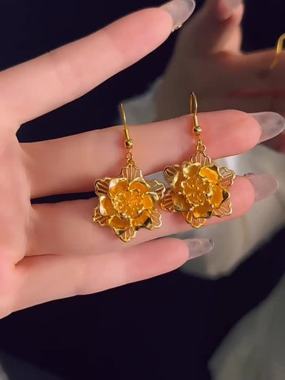 Hollowed out flower 24K Gilding YELLOW GP GOLD Earrings