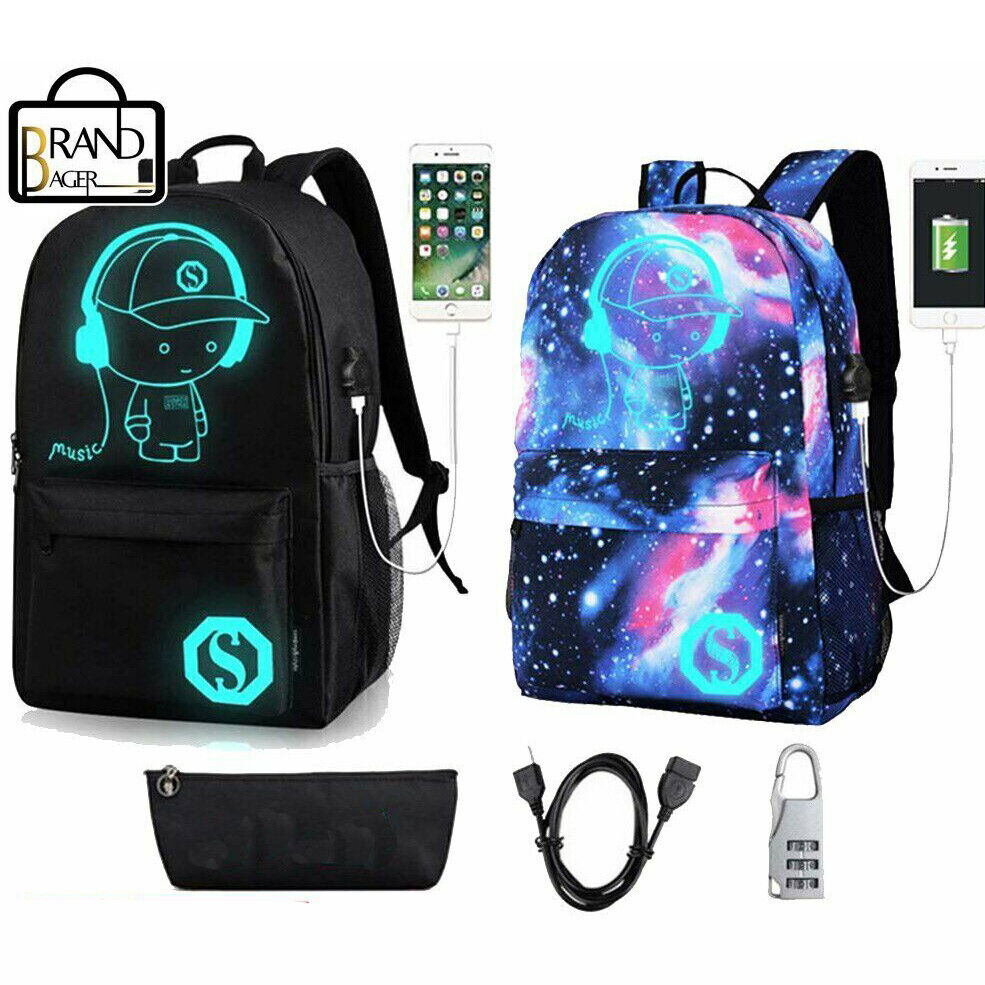 Galaxy Luminous ANTI-THEFT Backpack School Shoulder Bag With USB Charging Port