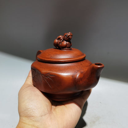 chinese yixing purple clay teapot tea set pot zisha ceramic beast figurine art