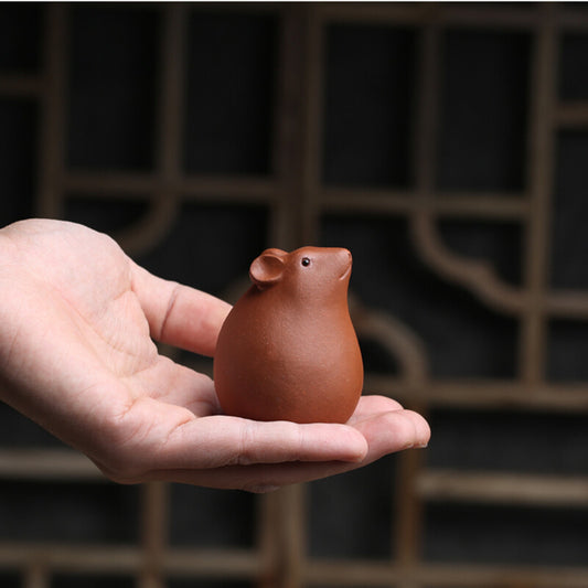 Mouse Statue Zisha Tea Pet Clay Chinese Tea Play Mud Rat Animal Antique Ornament