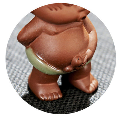 Chinese Small Monk Pee Doll Water Squirt Tea Pet Ceramic Purple Clay Tea Play