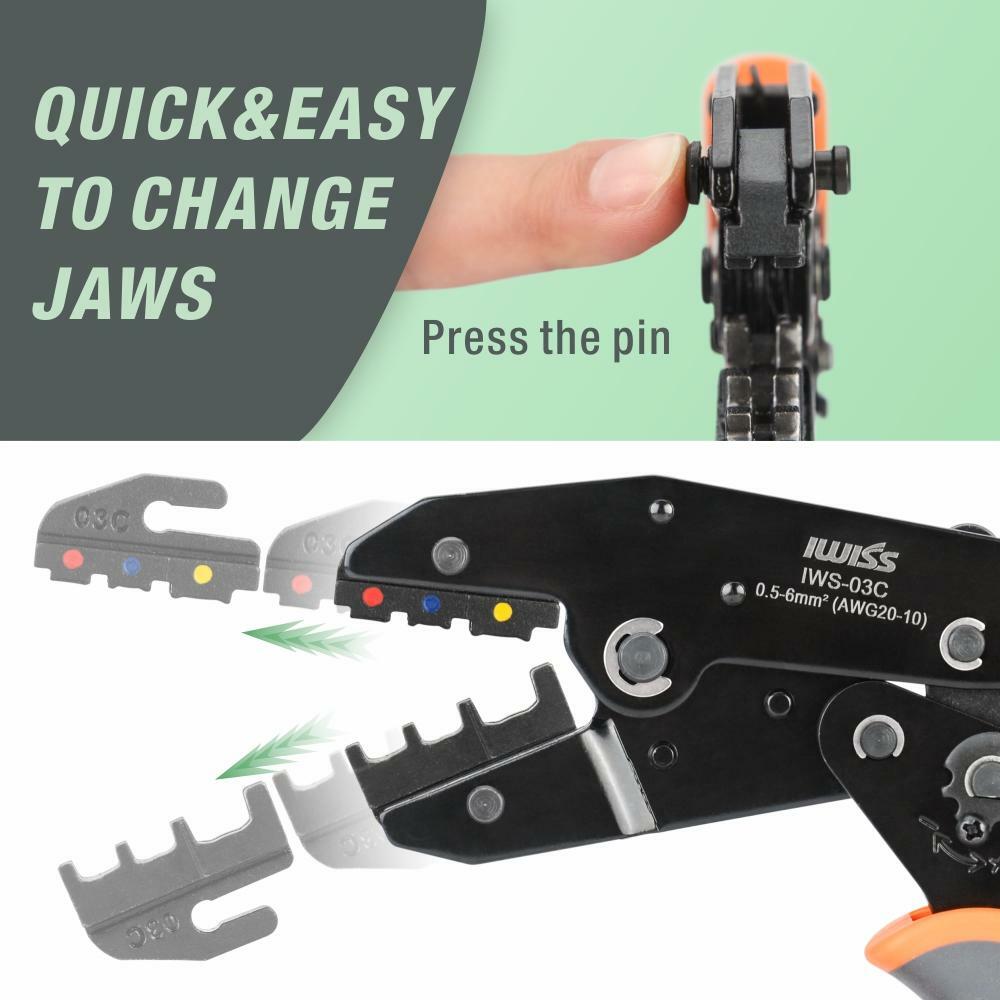 IWISS KIT-0535 Ratcheting Crimping Tool Set Quick Change Ratchet Crimper Set