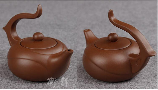 12CM Wonderful Yixing Purple Clay Manual Sculpture Small Celestial Teapot