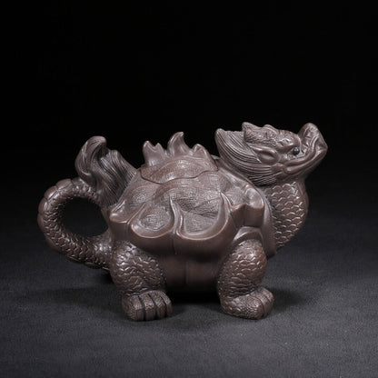 Chinese Yixing Zisha Clay Handmade Exquisite Teapot （龙龟 底款：鸣远）