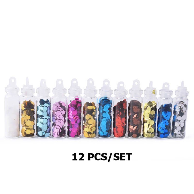 Nail Art Sequins 48 Bottles Set Glitter Powder Manicure Decor Tip Polish Sticker