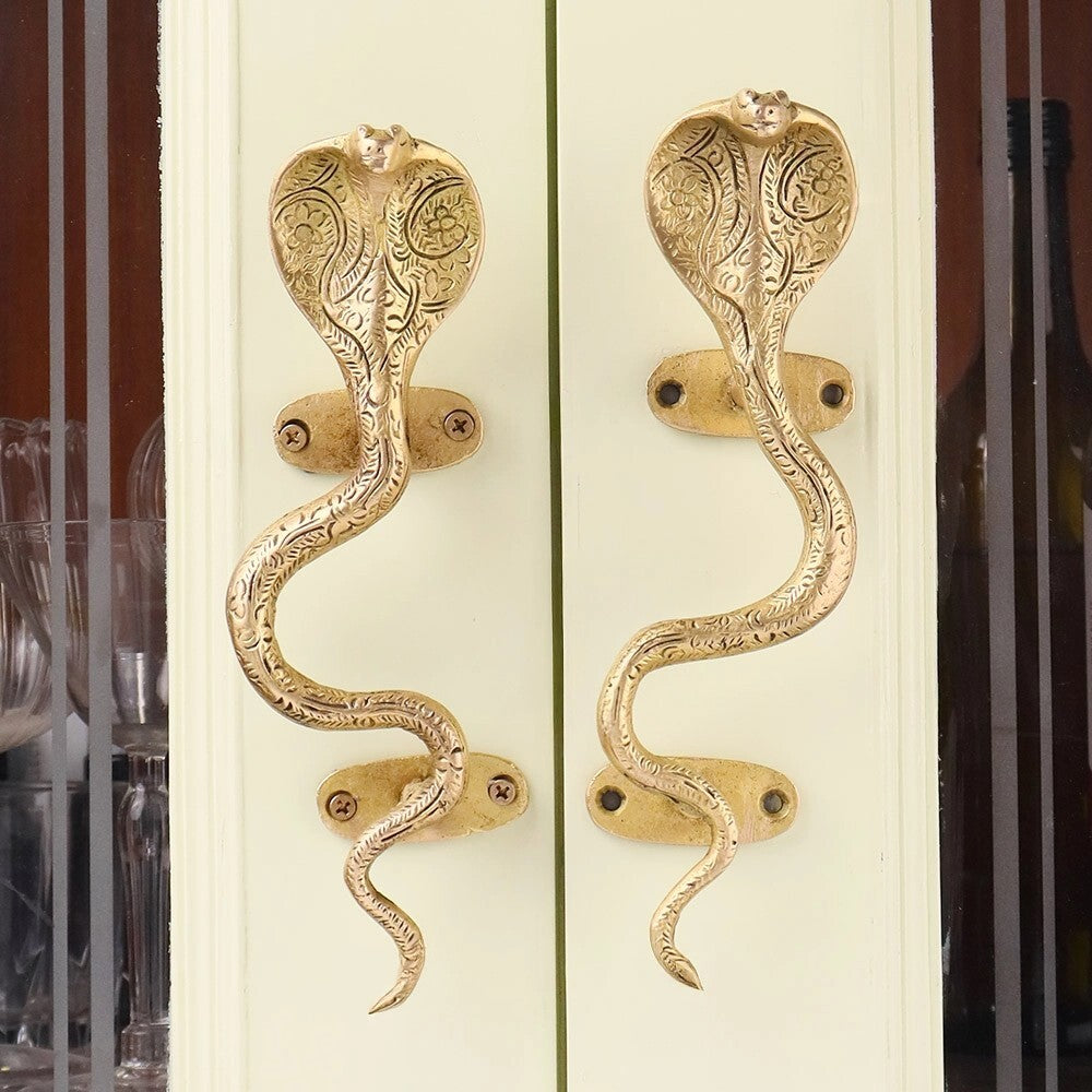 Snake Design Shape Antique Style Handcrafted Brass Door Pull Handles Home Décor