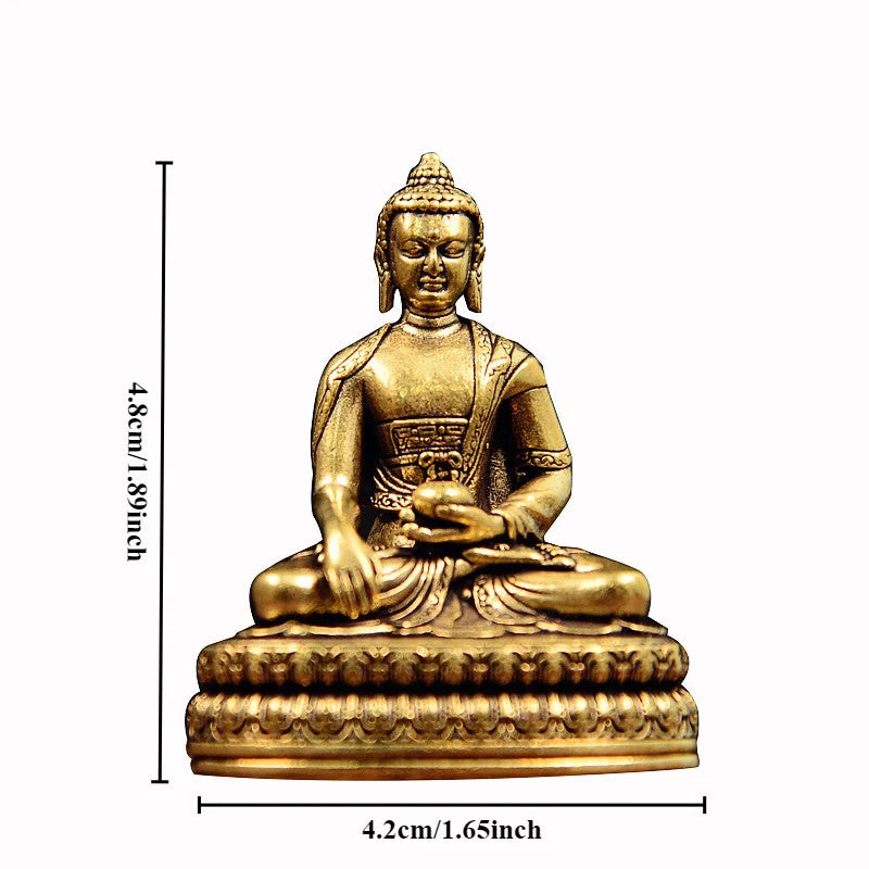 4.8cm Retro Brass Handcarved Sitting Sakyamuni Buddha Statue Ornament Collection