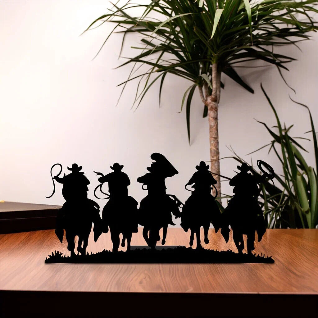 Western Cowboy Desktop Decorations, Desktop Metal Artwork, Bookends Decorations