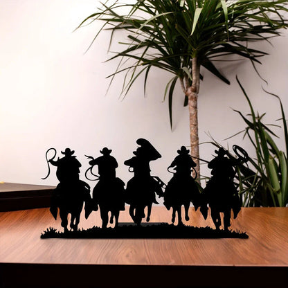 Western Cowboy Desktop Decorations, Desktop Metal Artwork, Bookends Decorations