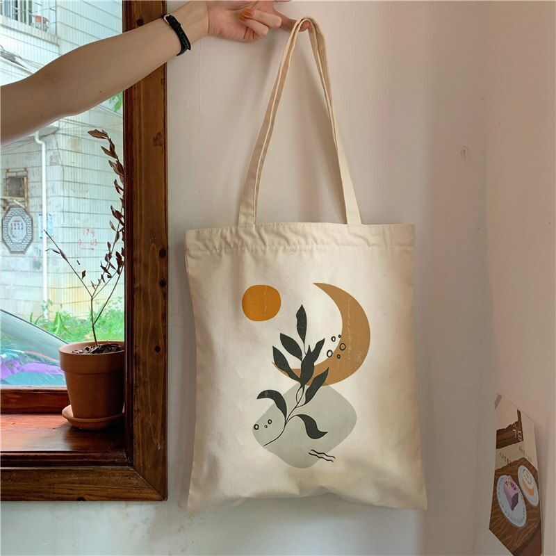 Retro Canvas Tote Bag Handbag Fashion Shoulder Bag Large Student Book Bags Linen