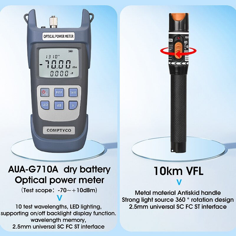 FTTH Fiber Optic Tool Kit Fiber Optical Power Meter 10mW Visual Fault Locator