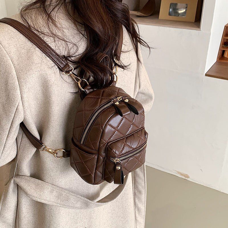 Nylon Bag Small Knapsack Quilted Pattern Travel Backpack Shoulder Bag 18*20*11CM