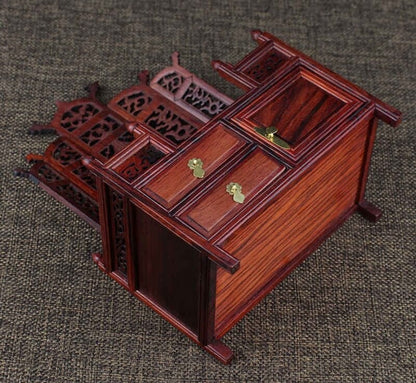 Rosewood Carved Miniature Display Table Buddha Altar Butsudan Shrine Praying
