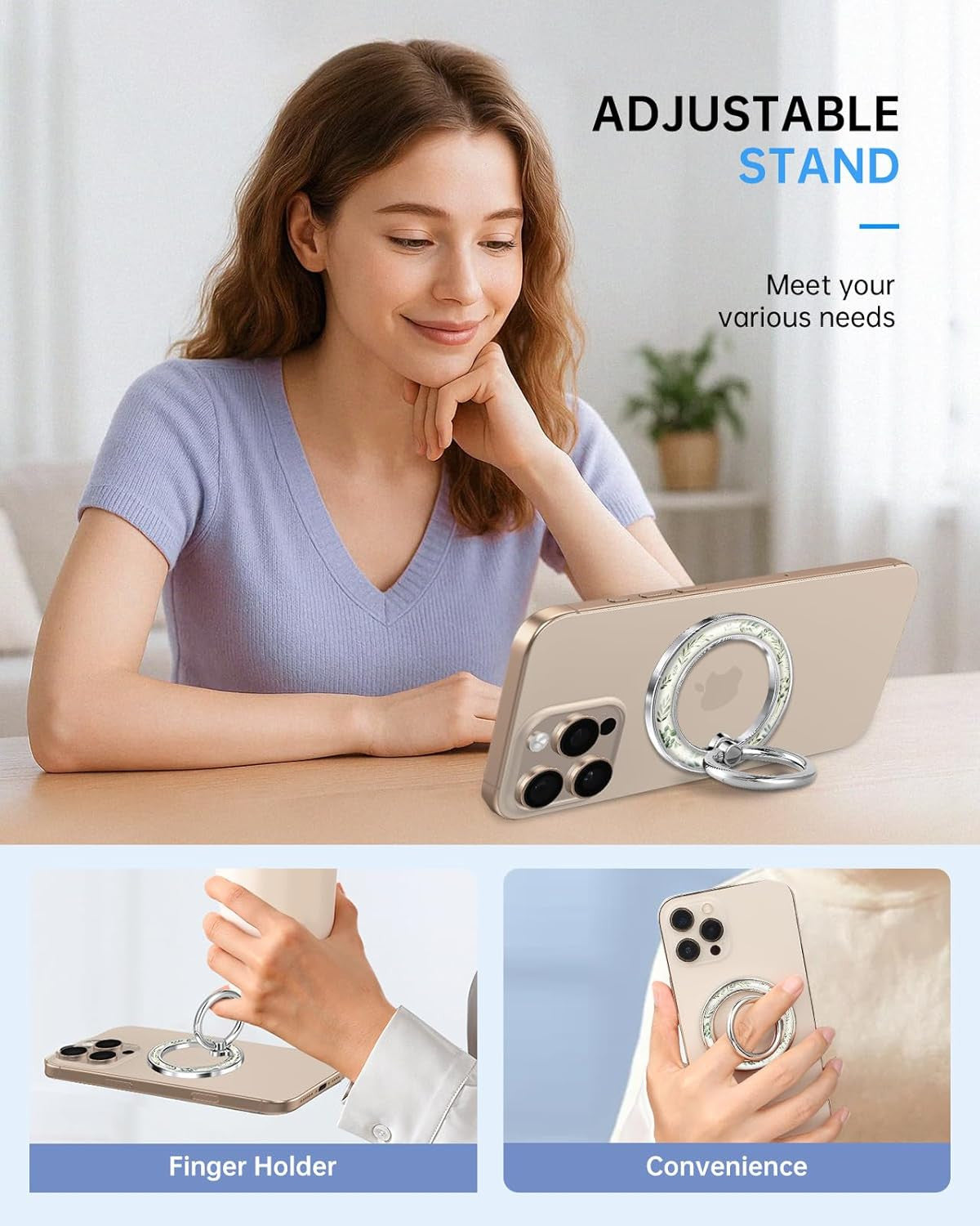 Magnetic Phone Ring Holder Compatible with Magsafe - Cell Phone Grip Magnet Remo
