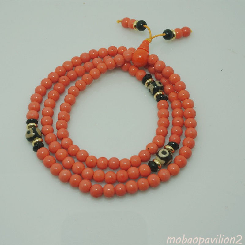 6mm 108 Buddhism Glazed Rosary Beads Multi-circle Bracelet Decoration