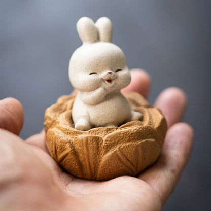 Ornament New Lovely Rabbit Statue Small Size Creative Yixing Zisha Clay Tea Pet