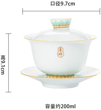 200ml Hand Painted Gaiwan Porcelain Tea Set Tea Cup Bowl Kung Fu Tea Ceremony