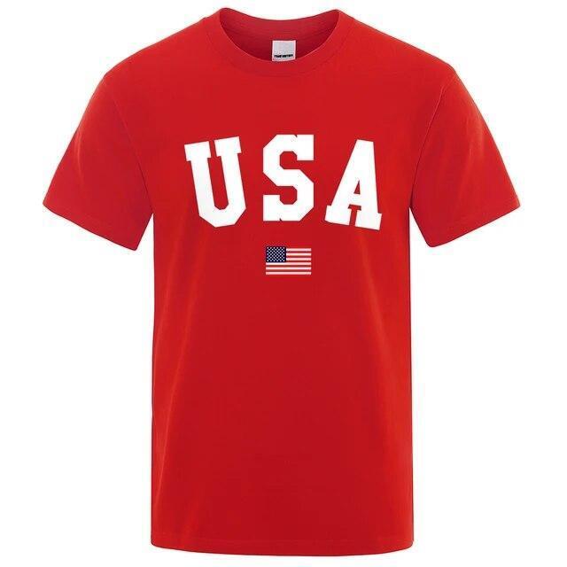New Men's USA Flag T Shirt American Patriotic 100% Cotton