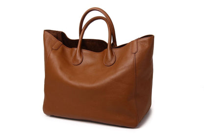 Oversized Tote Bag Genuine Leather Handbag Purse Brown Large Shopper Bag Travel