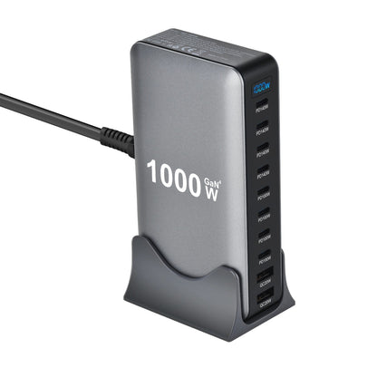 1000W Fast USB C GaN Ⅲ Pro Charger Block,8 Port Charging Station,Dual 140W PD3.1