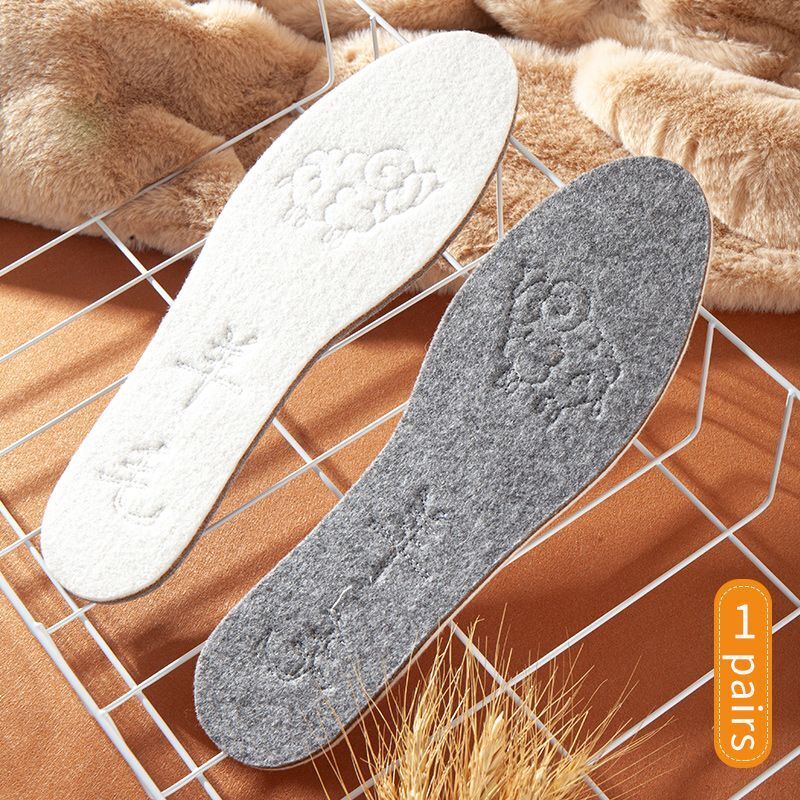 Winter Warm Insoles Wool Thickened Soft Men Women Breathable Shoes Pads EU 35-44