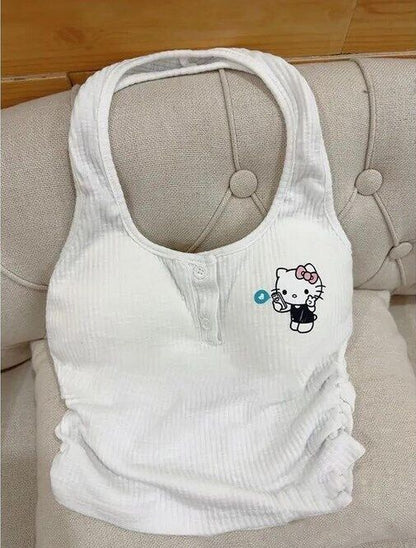 Hello Kitty Cute ladies Crop Top - Blue，Pink high quality