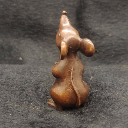 Antique Purple Bronze Blessed Rat Holding Son Tea Pet StatueChinese