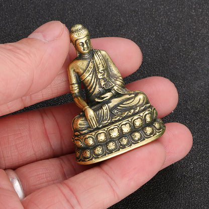 Bronze Brass Tibet Buddhism Buddhist Sakyamuni Buddha Figure Small Statue USA