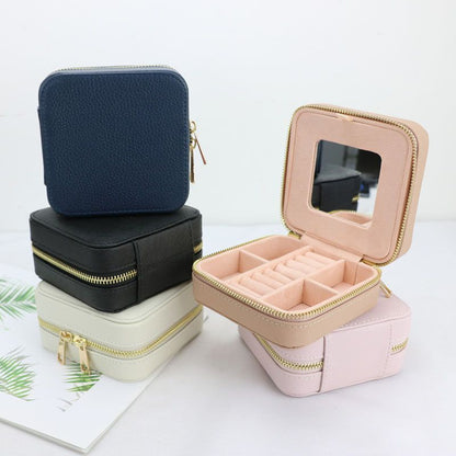 Customized Genuine Leather Earrings Ring Case Jewelry Storage Box 11.5*11.5*6 CM
