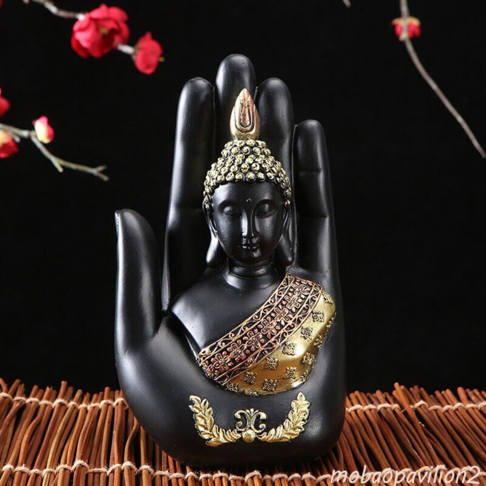 7.08" Buddha Sculpture Green Resin Hand Made Buddhism Statue Home Decoration