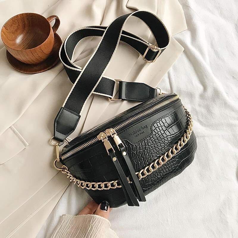 Women's Waist Bag Thick Chain Shoulder Crossbody Bag Female Belt Bag Handbag