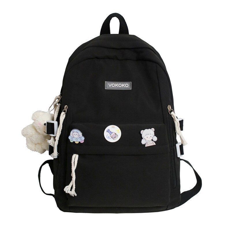 Women Nylon Backpack School Book Bag Traveling Pink/Blue/White Large 30*12*41 CM