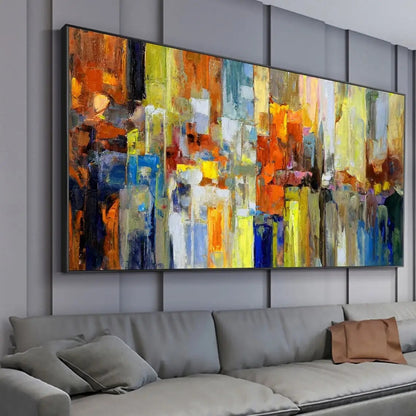Colorful Abstract Textured Oil Painting on Canvas Geometric Painting Wall Art