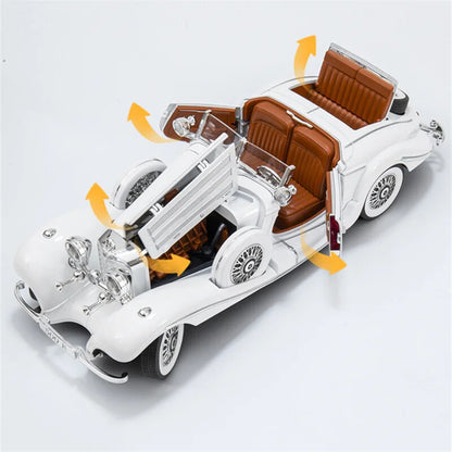 1:18 1936 Benzs 500K Alloy Classic Car Model Retro Car Hobby Sound Light Toy Car