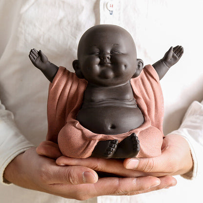 H13cm Happy Buddha Yixing Zisha Purple Clay Tea Pet Home Decoration On Tea Tray
