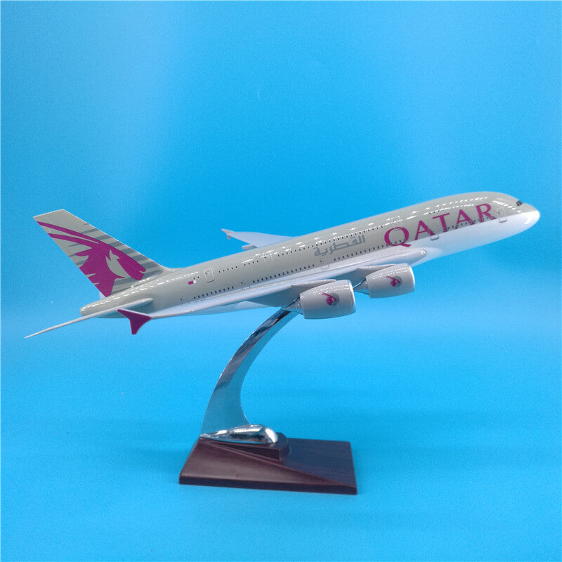 36CM 1:202 QATAR AIRBUS A380 A7-APC Passenger Plane Plane Aircraft Resin Model