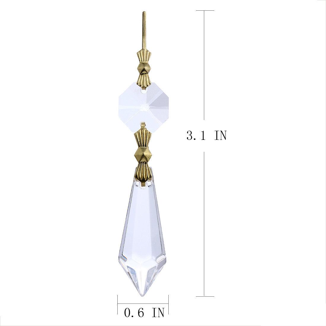 50 Gold Hook Hanging Drop Pendant Clear Chandelier Crystal Lamp Prisms Part 38mm